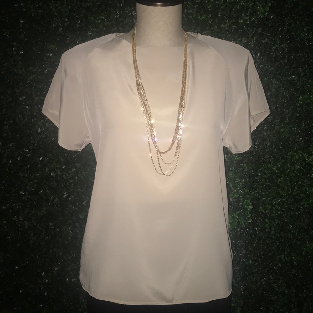 Impressions tan shoulder padded blouse